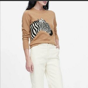 Banana Republic Zebra Wool Pullover Sweater Sz XS